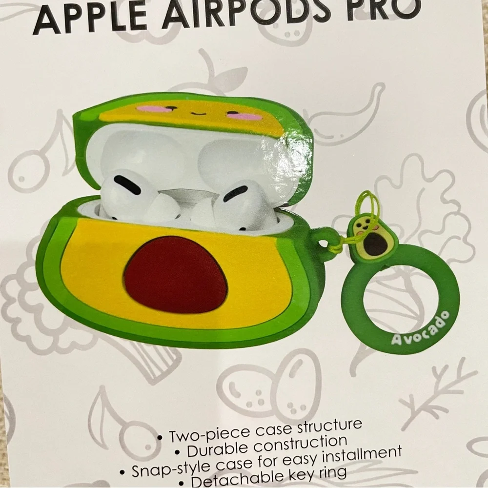 NEW dELiA*s AirPod Pro Case Cover Avocado Character Anti-Lost Key Ring Accessory